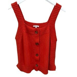 Madewell Rowe‎ Button Detail Sweater Tank SZ XL Orange Rust